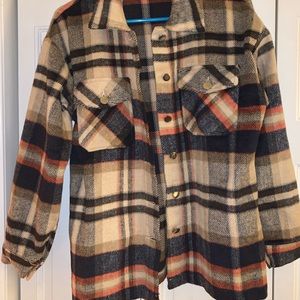 SHEIN Plaid Shirt Cover Up Coat